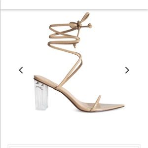 Clear heel w/the sexiest lace-up ever!